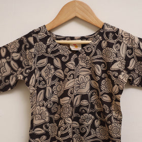Black - girls kalamkari pure cotton kurta set (2-6 years)