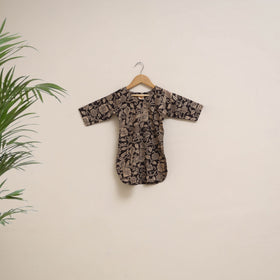 Black - girls kalamkari pure cotton kurta set (2-6 years)