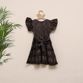 Girls pure cotton ajrakh hand block print frock dress (2-3