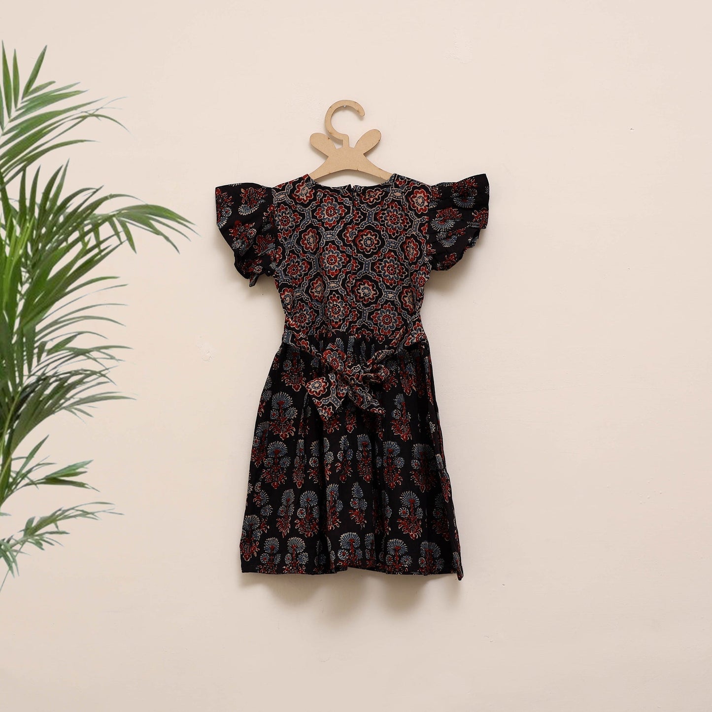 Girls pure cotton ajrakh hand block print frock dress (2-3
