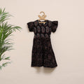 Black - girls pure cotton ajrakh hand block print frock