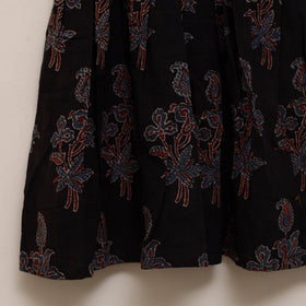 Black - girls pure cotton ajrakh hand block print frock