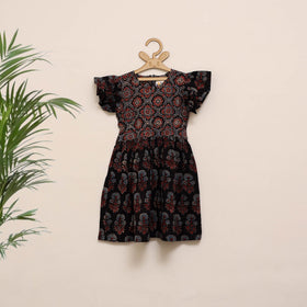 Girls pure cotton ajrakh hand block print frock dress (2-3