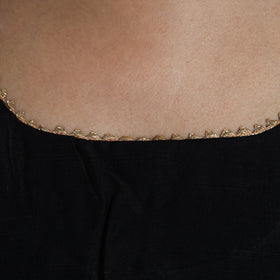 Black Gota Patti Slub Silk Plain Blouse Online