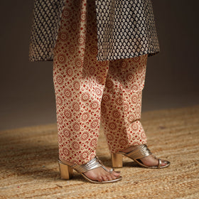 Black - gota work chanderi silk bagru kurta set (set of 3)