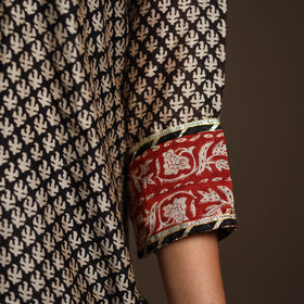 Black - gota work chanderi silk bagru kurta set (set of 3)