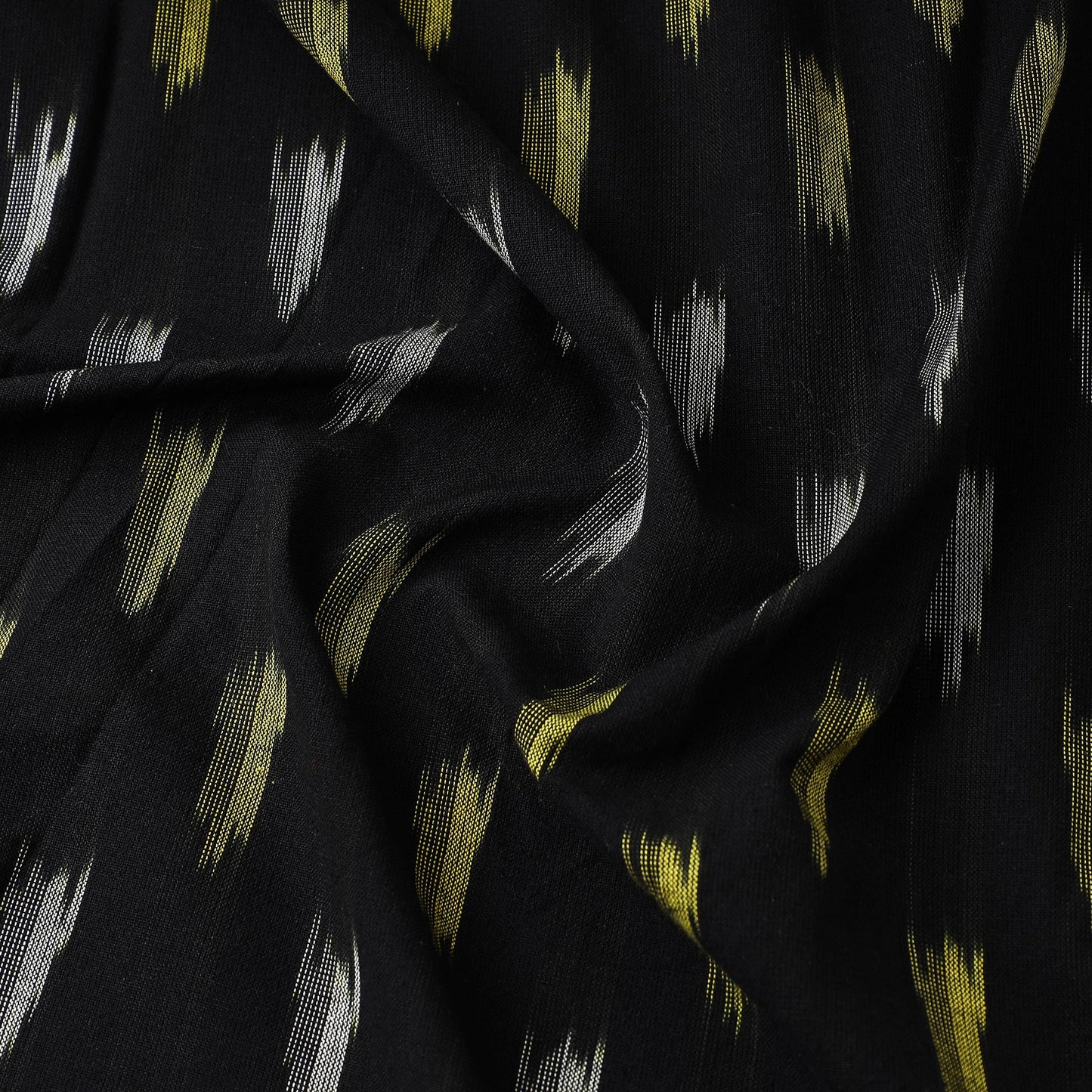 Buy Grey & Green Feather Motifs Pochampally Ikat Weave Cotton Fabric Online at iTokri.com