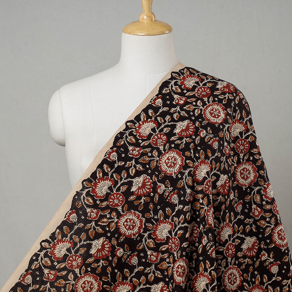 Black Traditional Bagru Print Fabric from Rajasthan