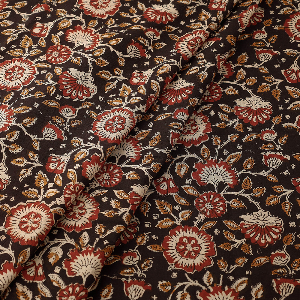 Black Traditional Bagru Print Fabric from Rajasthan