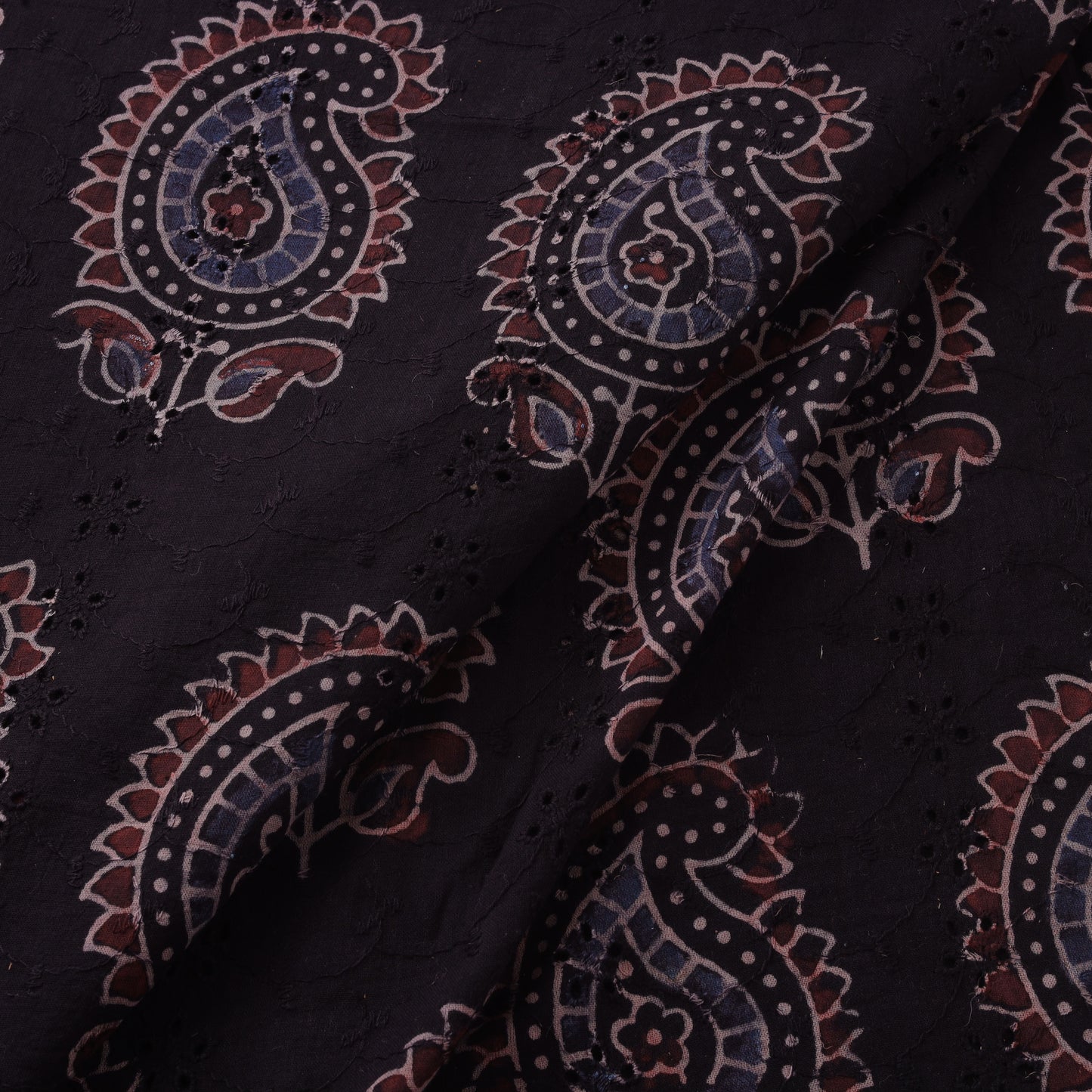 Black - hakoba natural dyed cotton fabric 24 - handcrafted