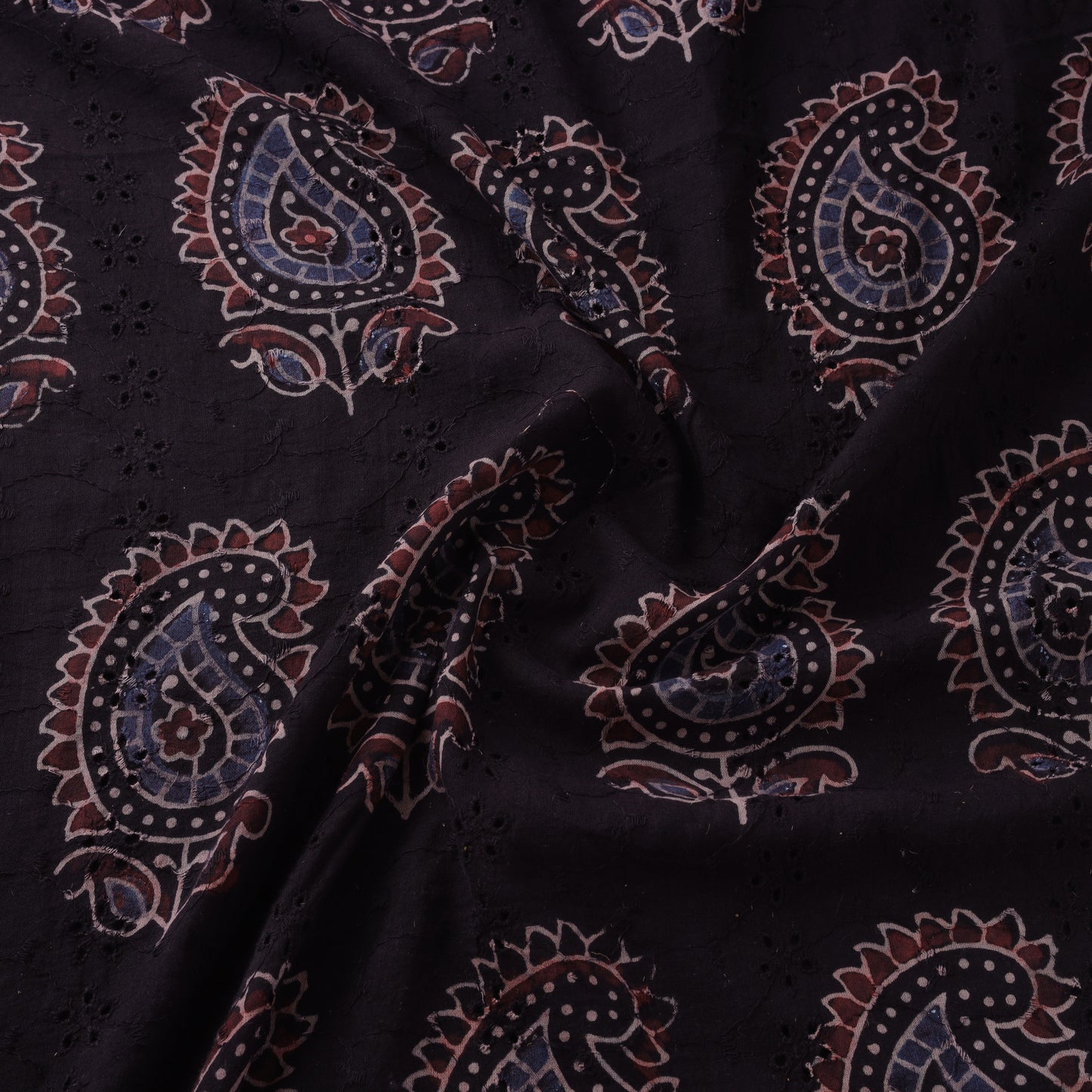 Black - hakoba natural dyed cotton fabric 24 - handcrafted