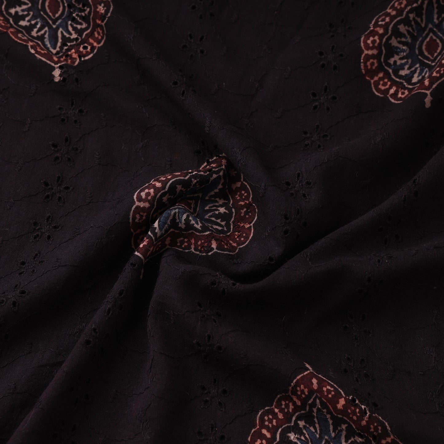 Black - hakoba natural dyed cotton fabric 43 - handcrafted
