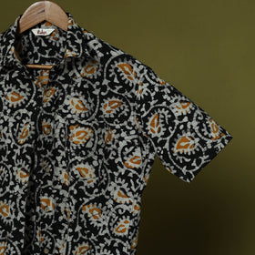 Half sleeve cotton men hand block batik print shirt 03