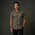 Half sleeve cotton men hand block batik print shirt 03