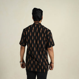  Black Half Sleeve Men Cotton Pochampally Ikat Shirt