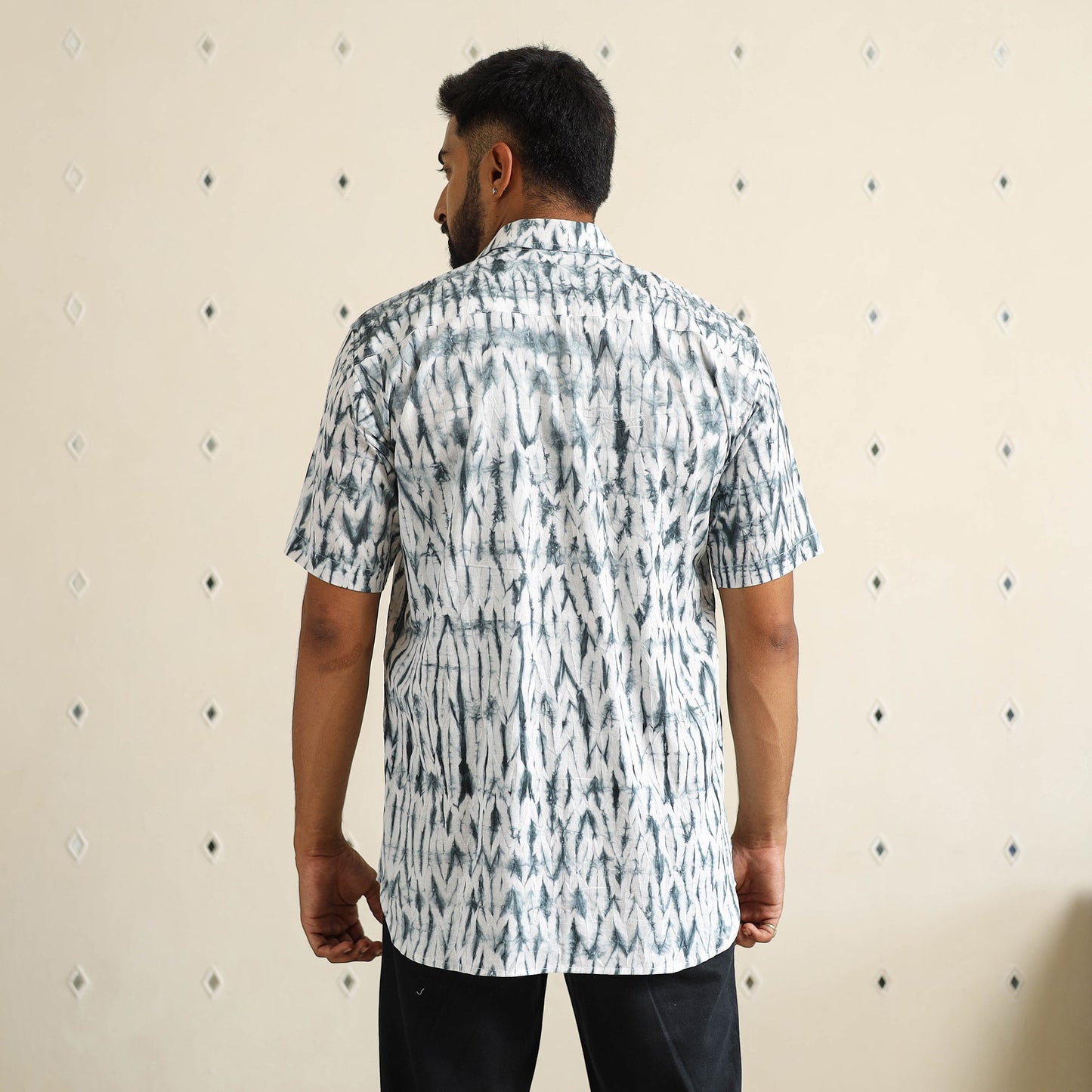  Half Sleeve Tie & Dye Cotton Men Shibori Shirt