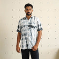 Black Half Sleeve Tie & Dye Cotton Men Shibori Shirt