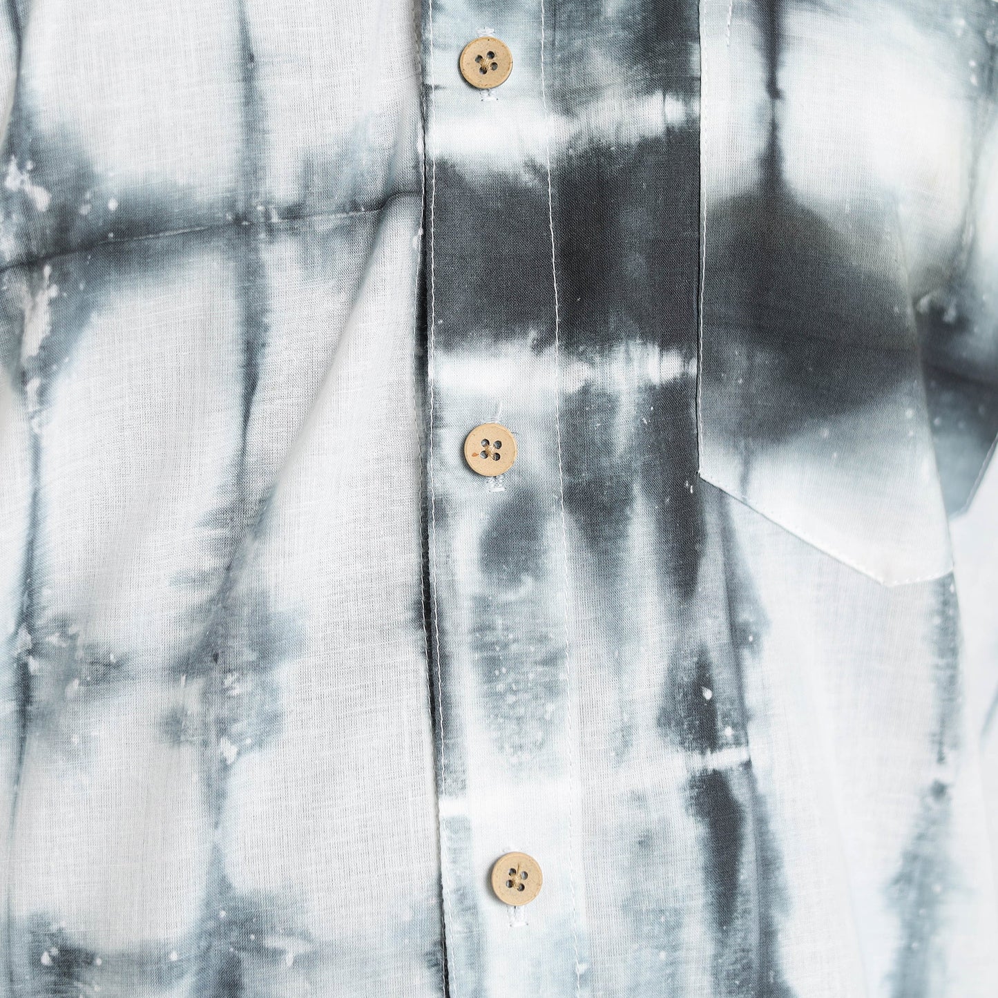 Black Half Sleeve Tie & Dye Cotton Men Shibori Shirt