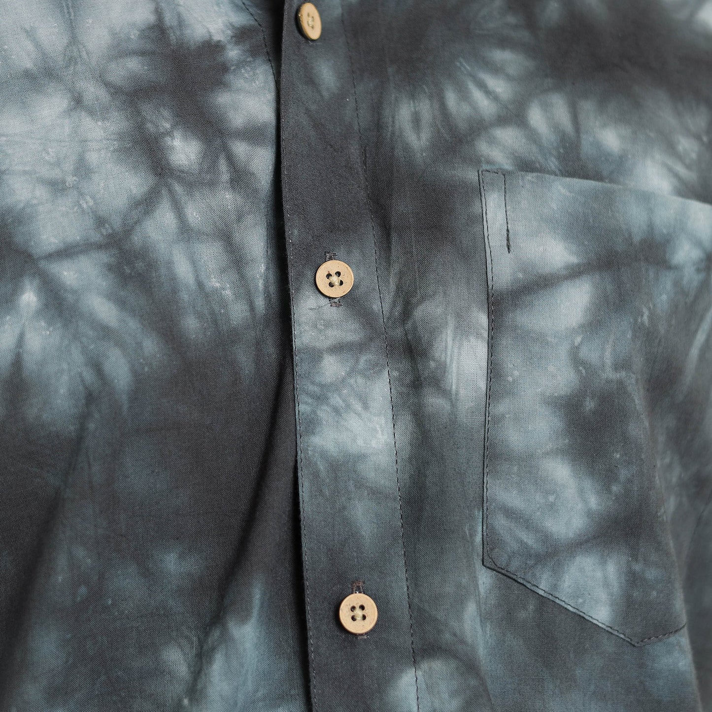 Black Half Sleeve Tie & Dye Cotton Men Shibori Shirt