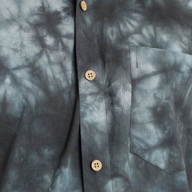 Black Half Sleeve Tie & Dye Cotton Men Shibori Shirt