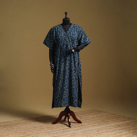 Hand akola long kaftan with tie-up waist 02 - handcrafted