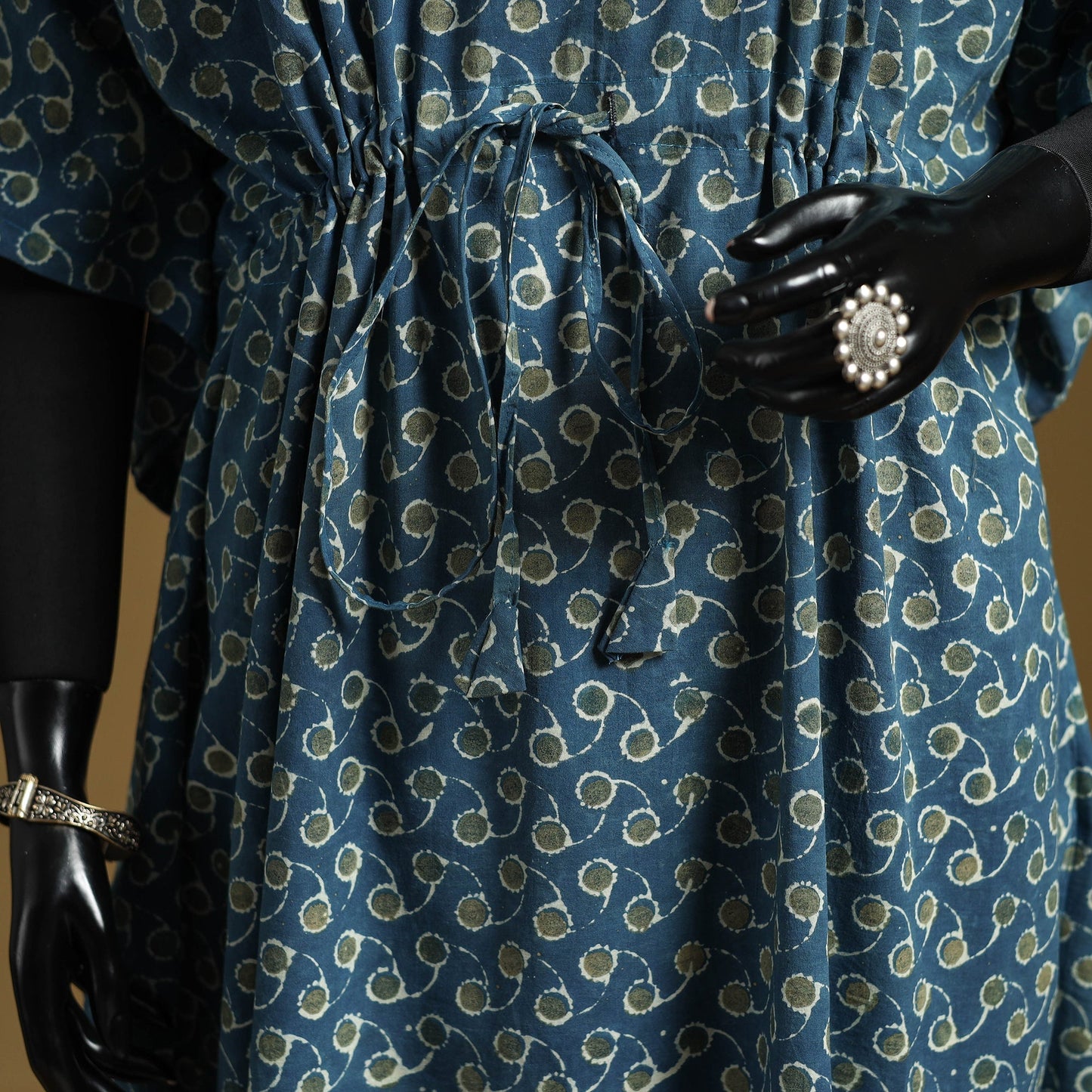 Hand akola long kaftan with tie-up waist 10 - handcrafted