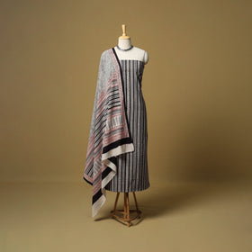 Black - hand bagh natural dyed cotton 3pc unstitched dress