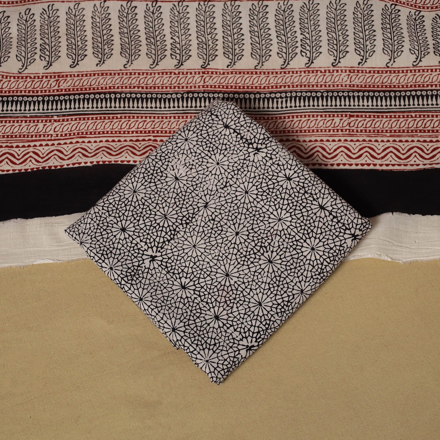 Black - hand bagh natural dyed cotton 3pc unstitched dress