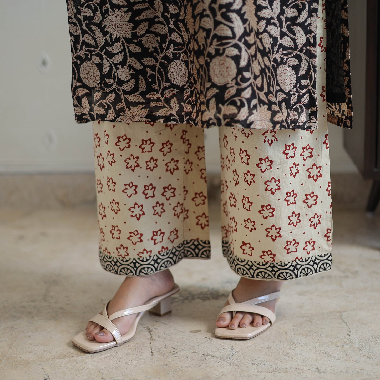 Buy Black Hand Block Bagru Print Chanderi Silk Kurta Set