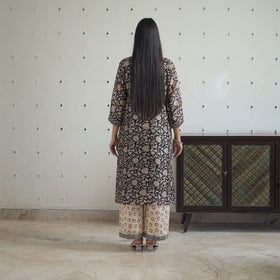 Buy Black Hand Block Bagru Print Chanderi Silk Kurta Set