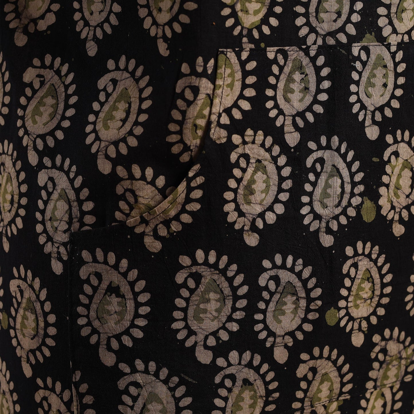 Hand Batik Print Cotton Apron with Pocket 11