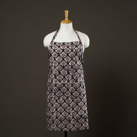 Black Hand Batik Print Cotton Apron with Pocket