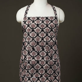 Black Hand Batik Print Cotton Apron with Pocket
