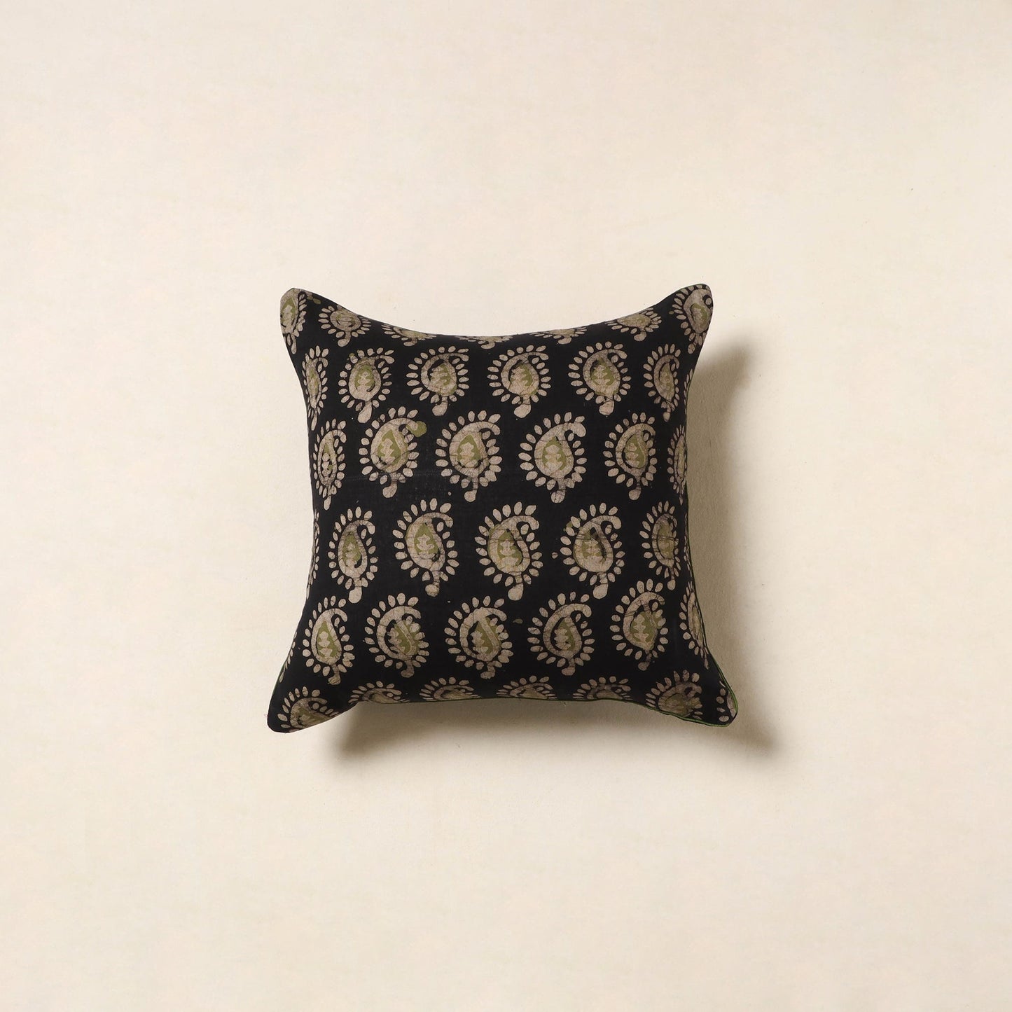 Black - hand batik cotton cushion cover 107 - handcrafted