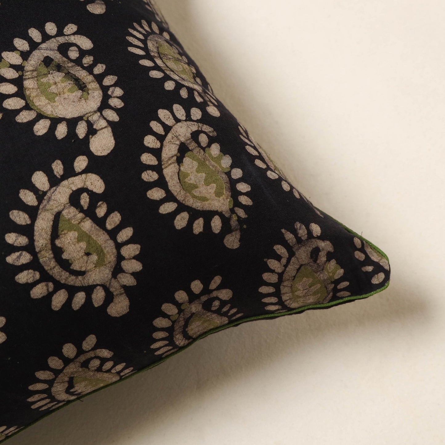 Black - hand batik cotton cushion cover 107 - handcrafted