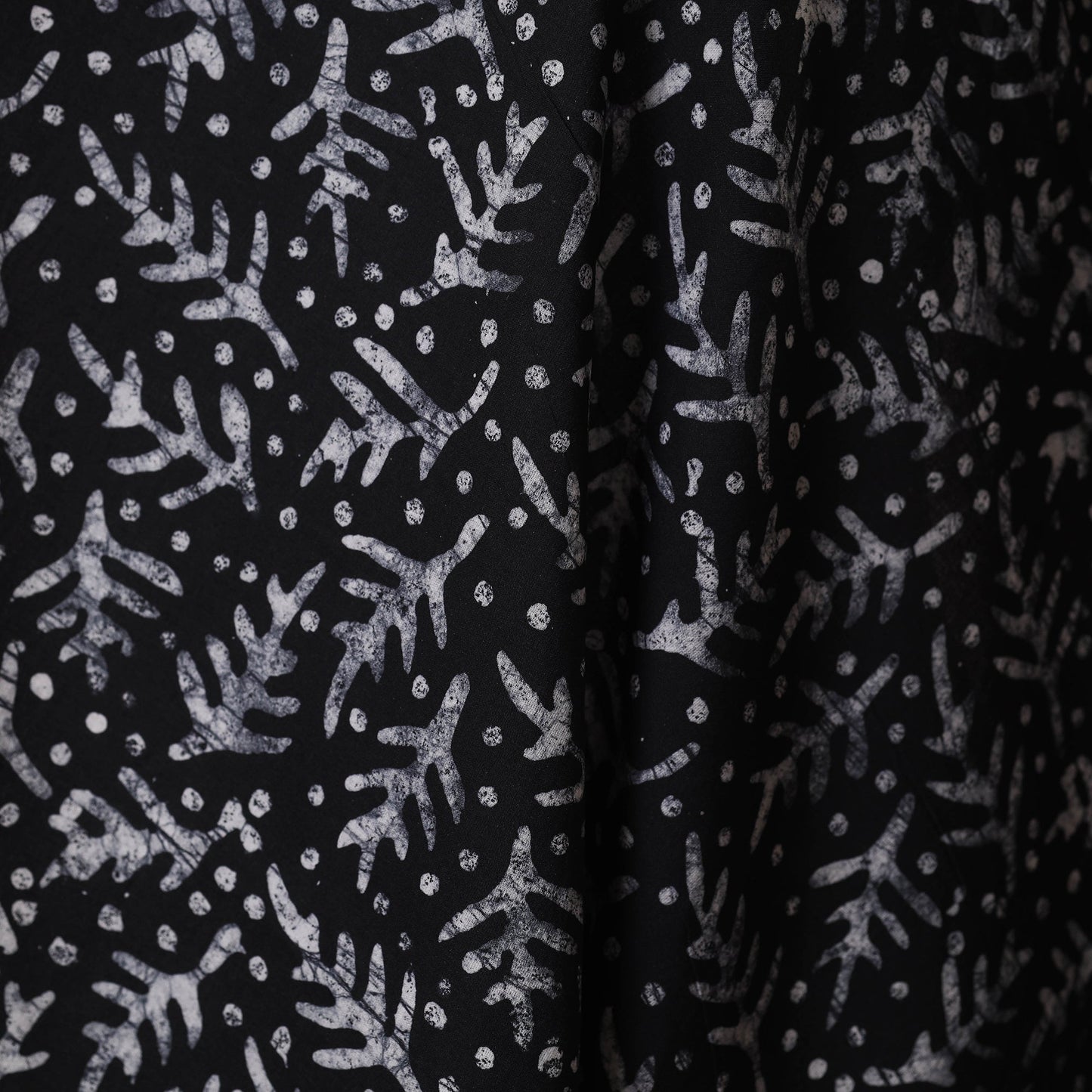 Black - hand batik cotton fabric 01 - handcrafted