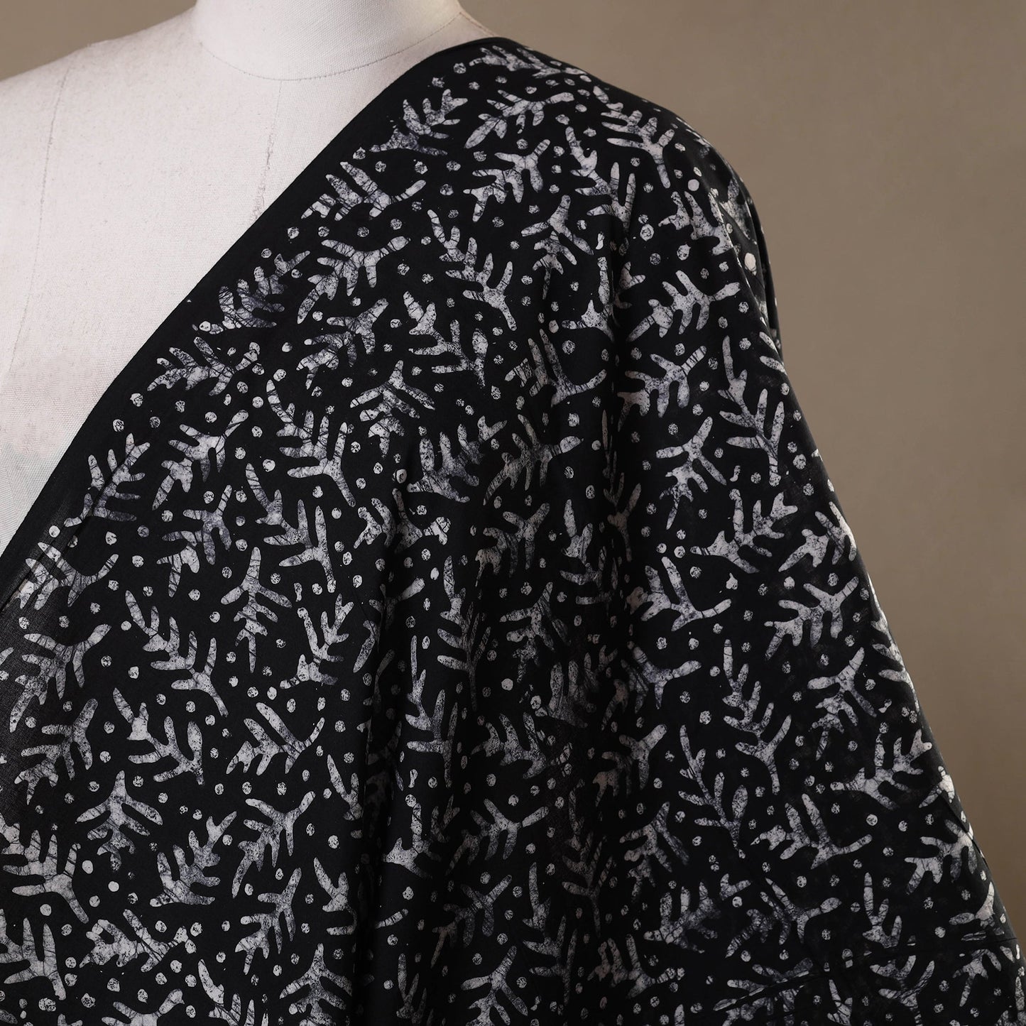 Black - hand batik cotton fabric 01 - handcrafted