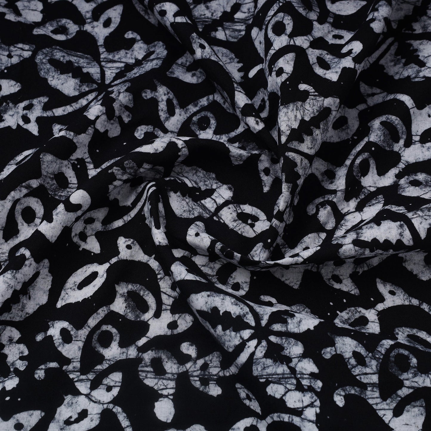 Black Hand Batik Print Cotton Fabric