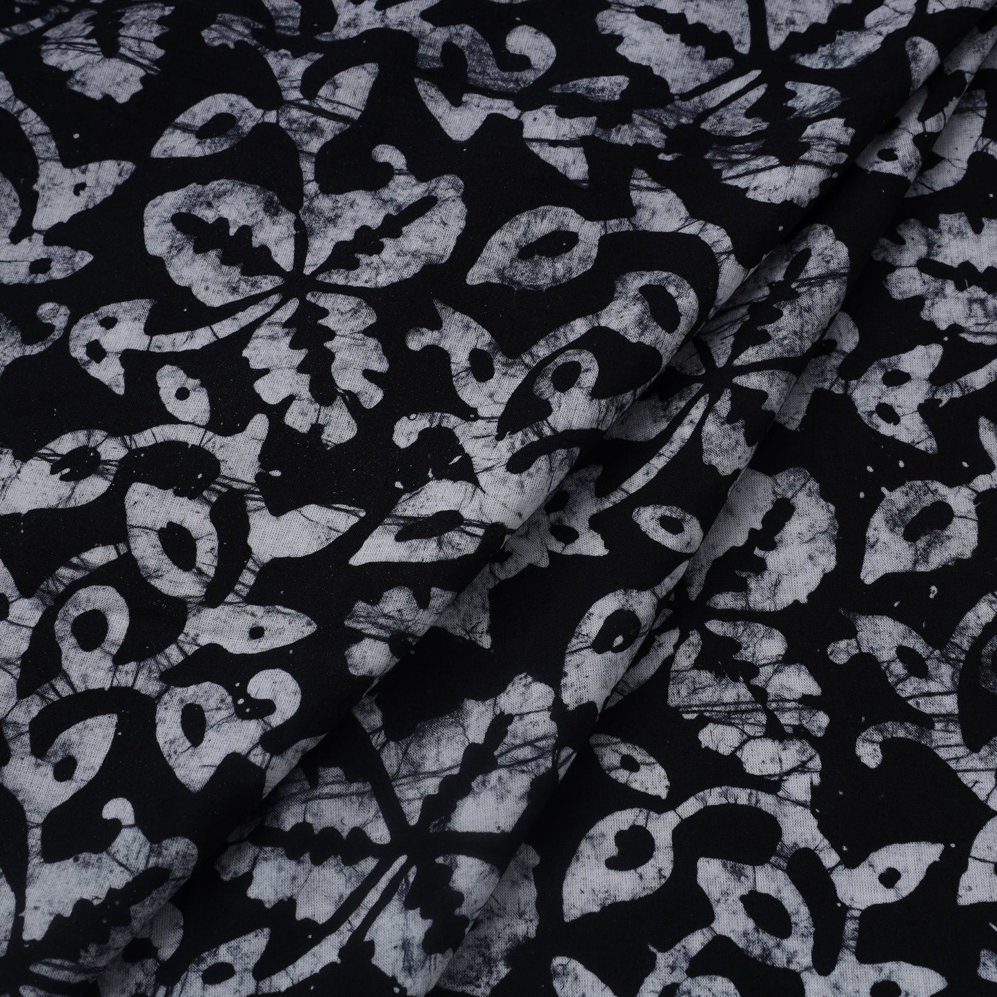Black Hand Batik Print Cotton Fabric
