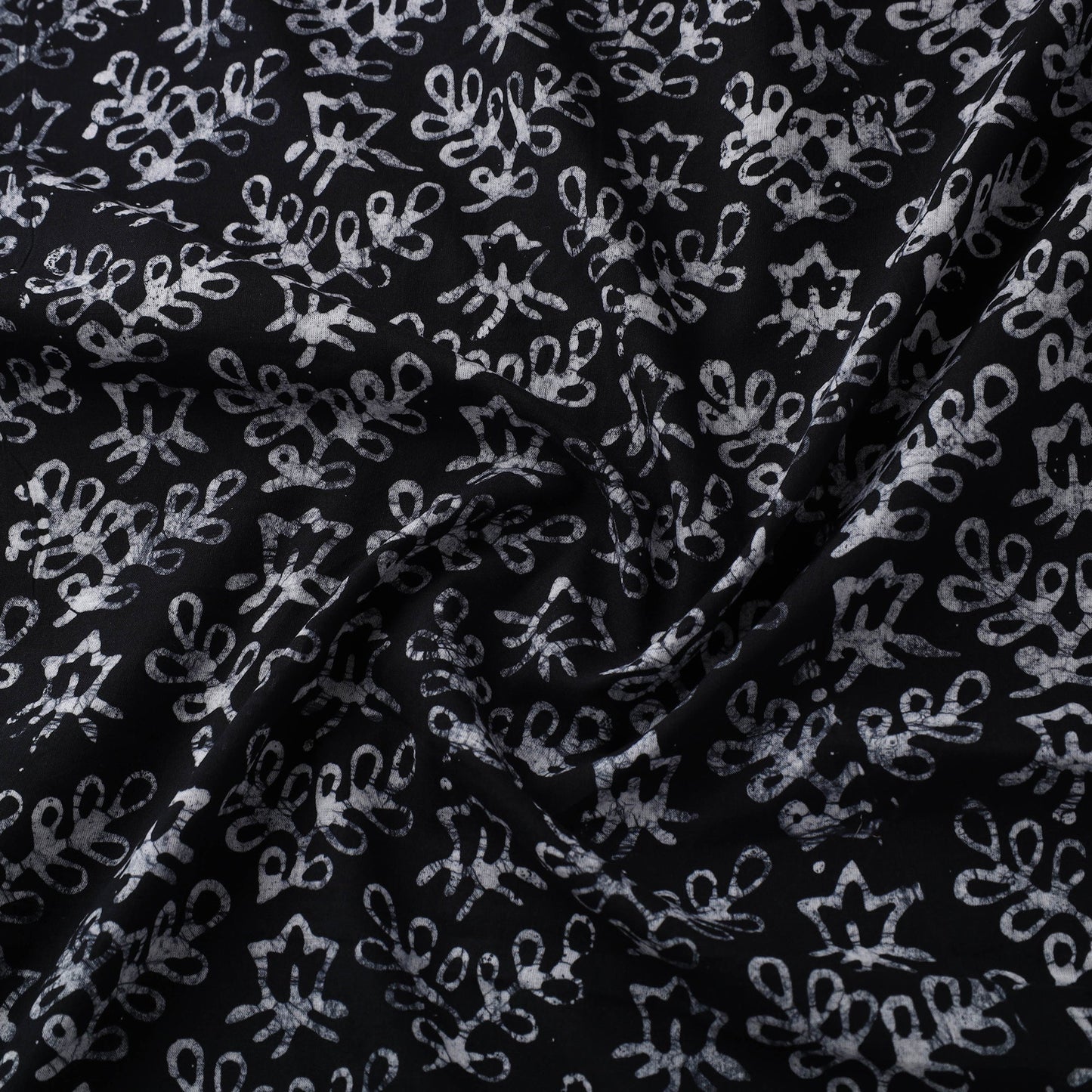 Black - hand batik cotton fabric 10 - handcrafted