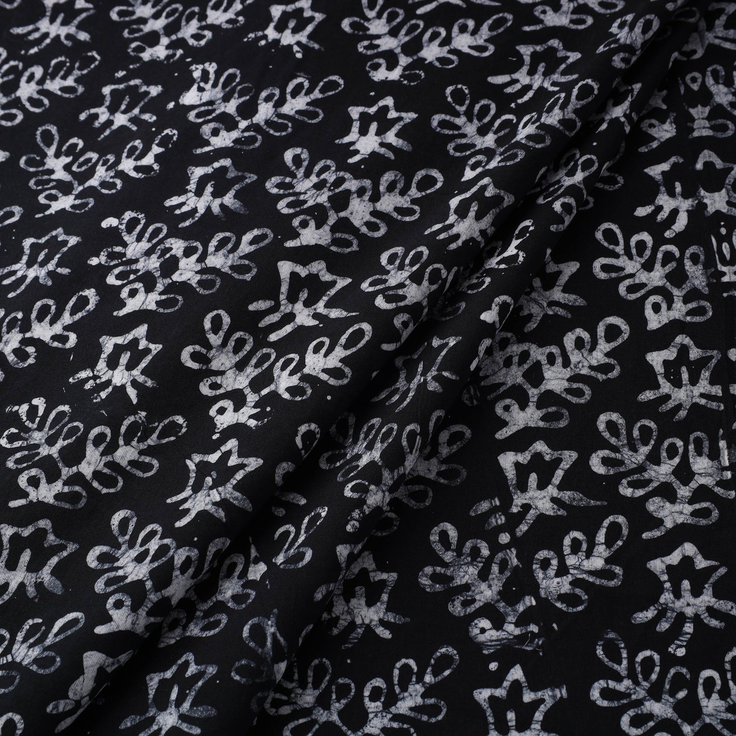 Black - hand batik cotton fabric 10 - handcrafted