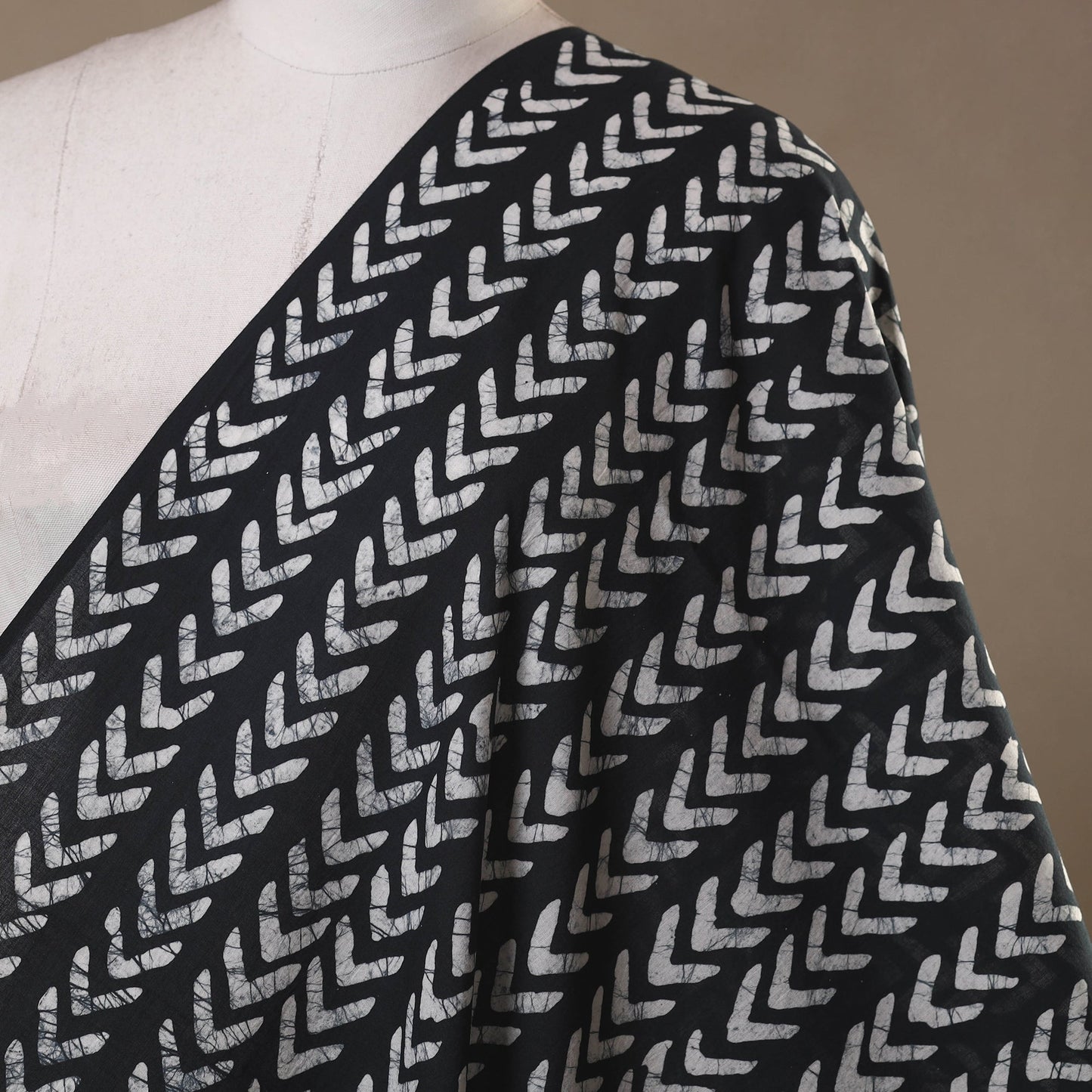 Black - hand batik cotton fabric 12 - handcrafted