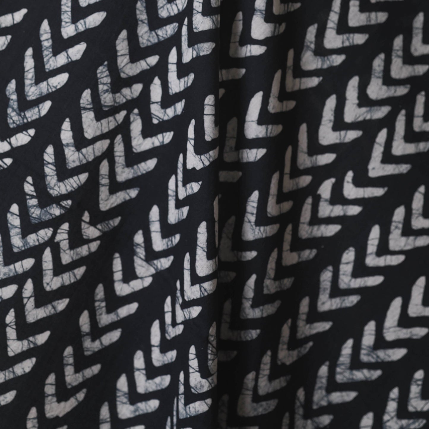 Black - hand batik cotton fabric 12 - handcrafted