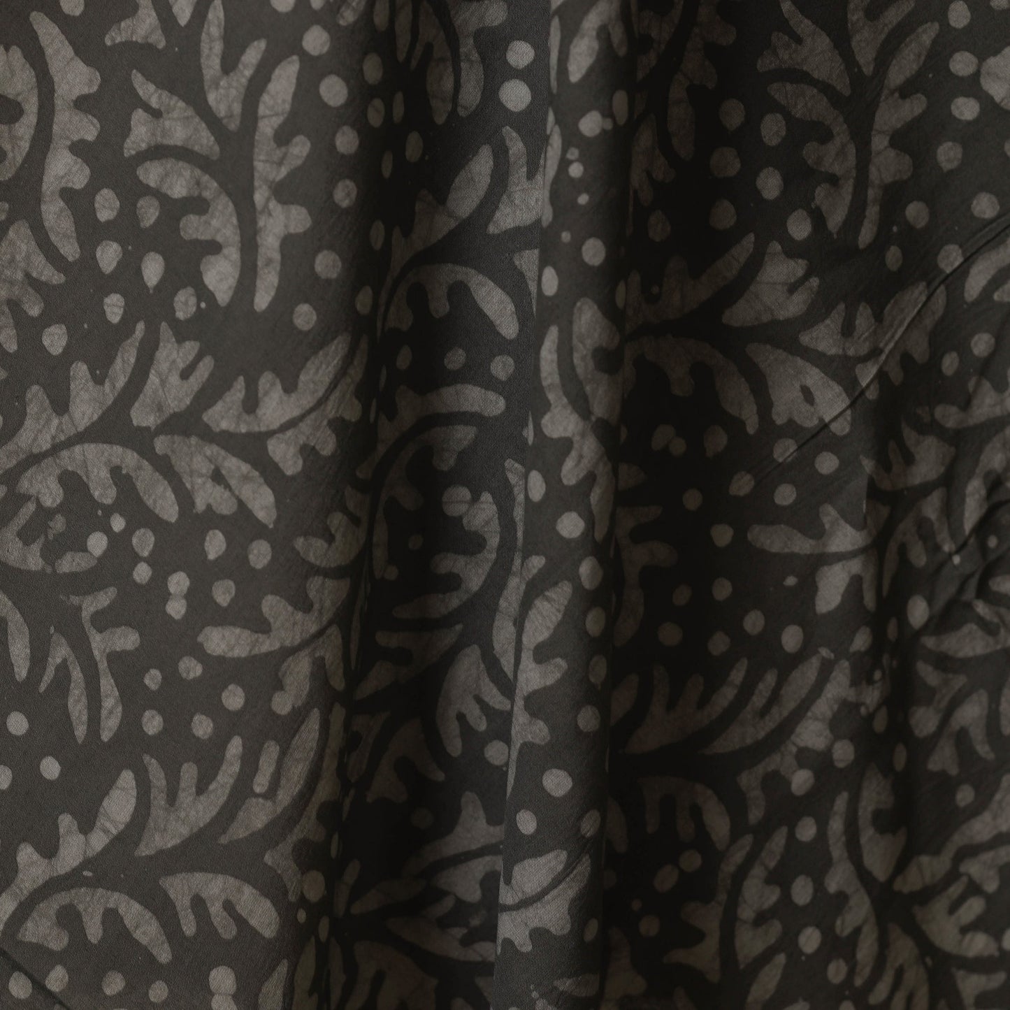 Black - hand batik cotton fabric 13 - handcrafted