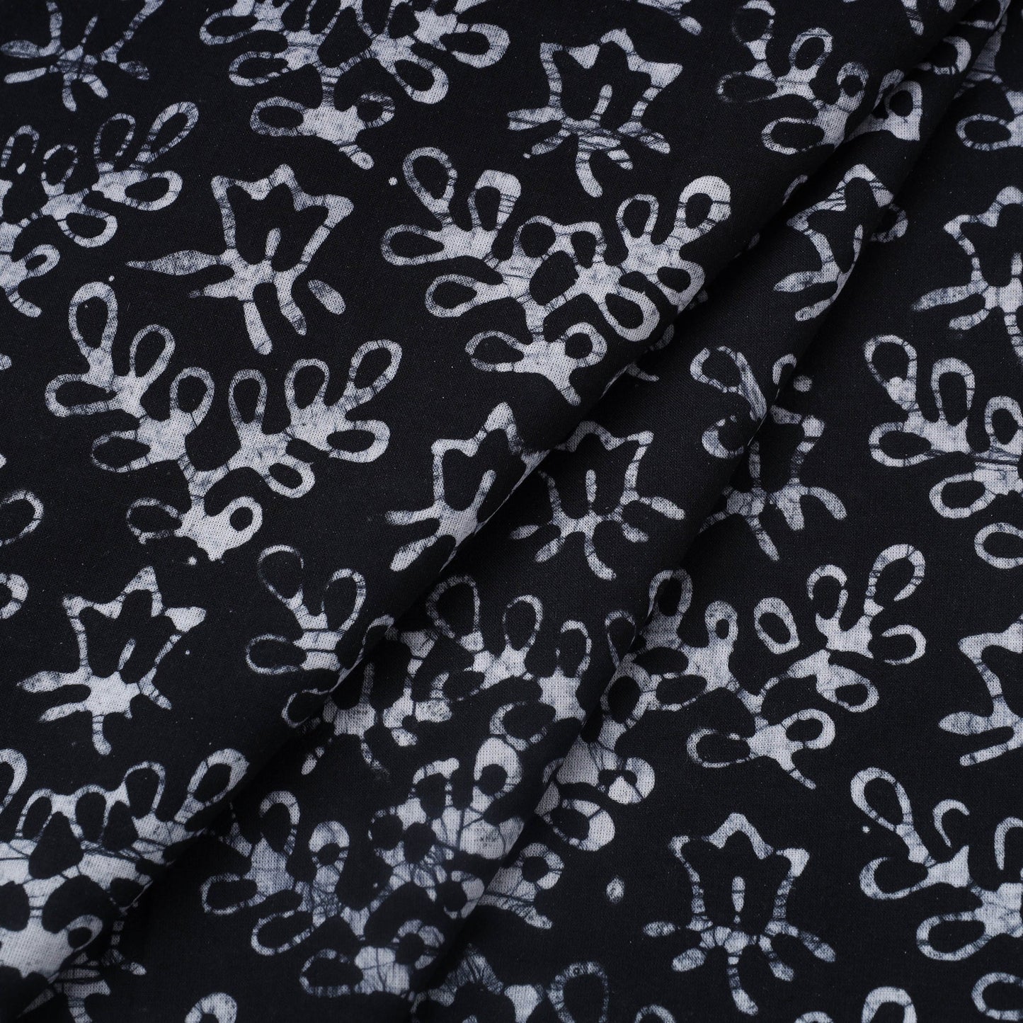 Black Hand Batik Print Cotton Fabric