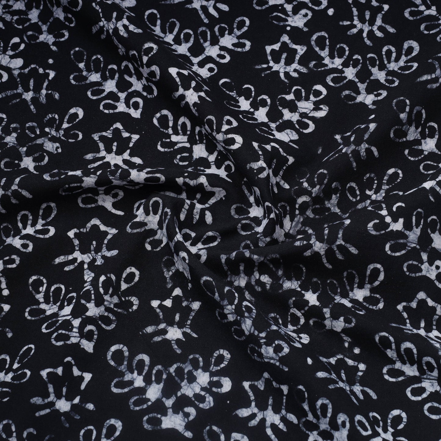 Black Hand Batik Print Cotton Fabric