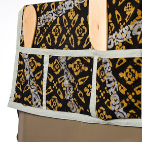 Black Hand Batik Print Cotton Fridge Top Cover with Pockets