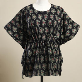 Buy Black Hand Batik Print Cotton Kaftan