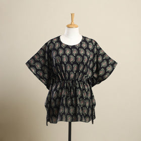 Buy Black Hand Batik Print Cotton Kaftan