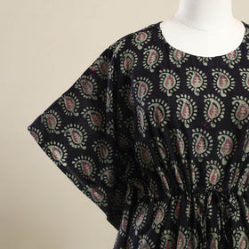 Buy Black Hand Batik Print Cotton Kaftan